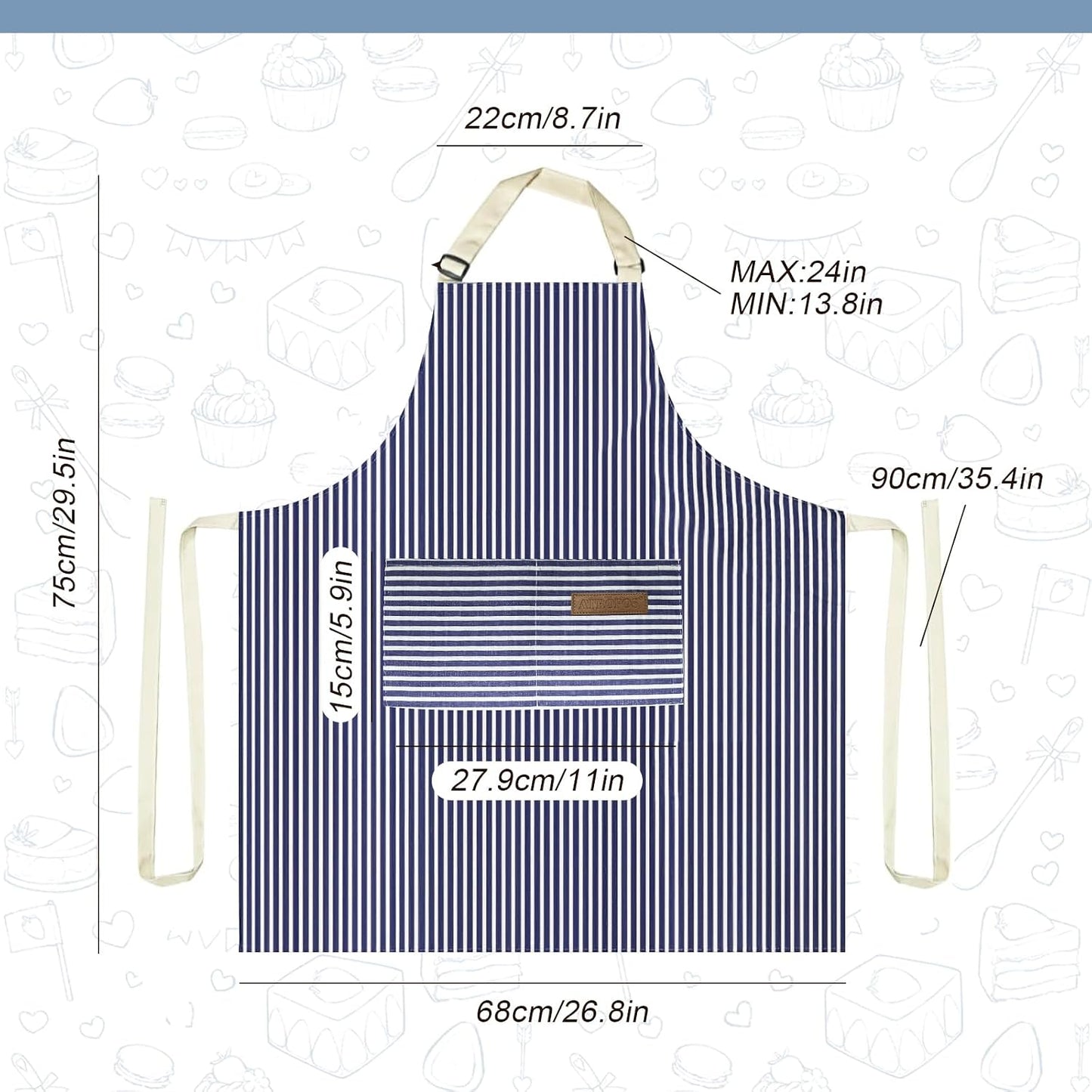 Delantal Chef Unisex con Bolsillos Ajustable