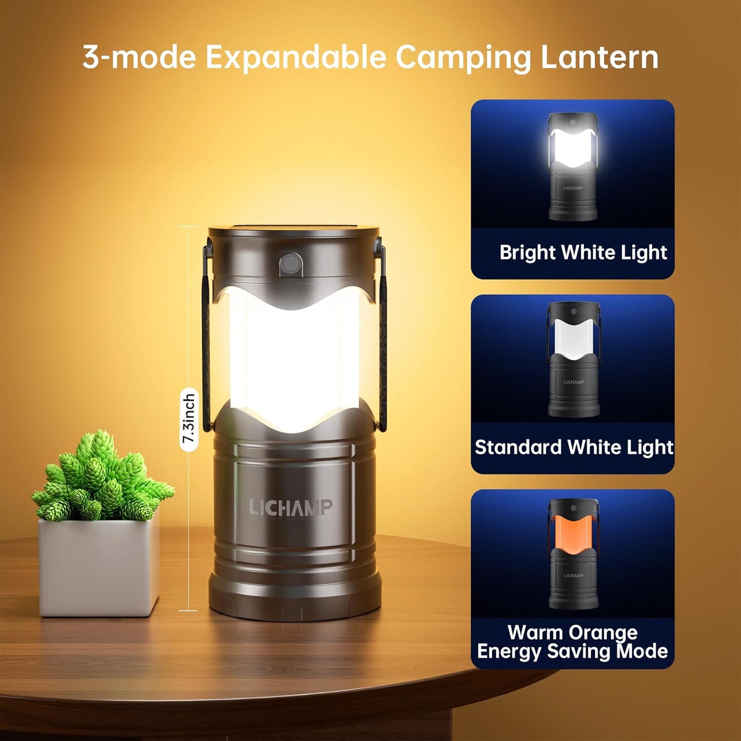 Linterna solar LED recargable USB 3 modos emergencias