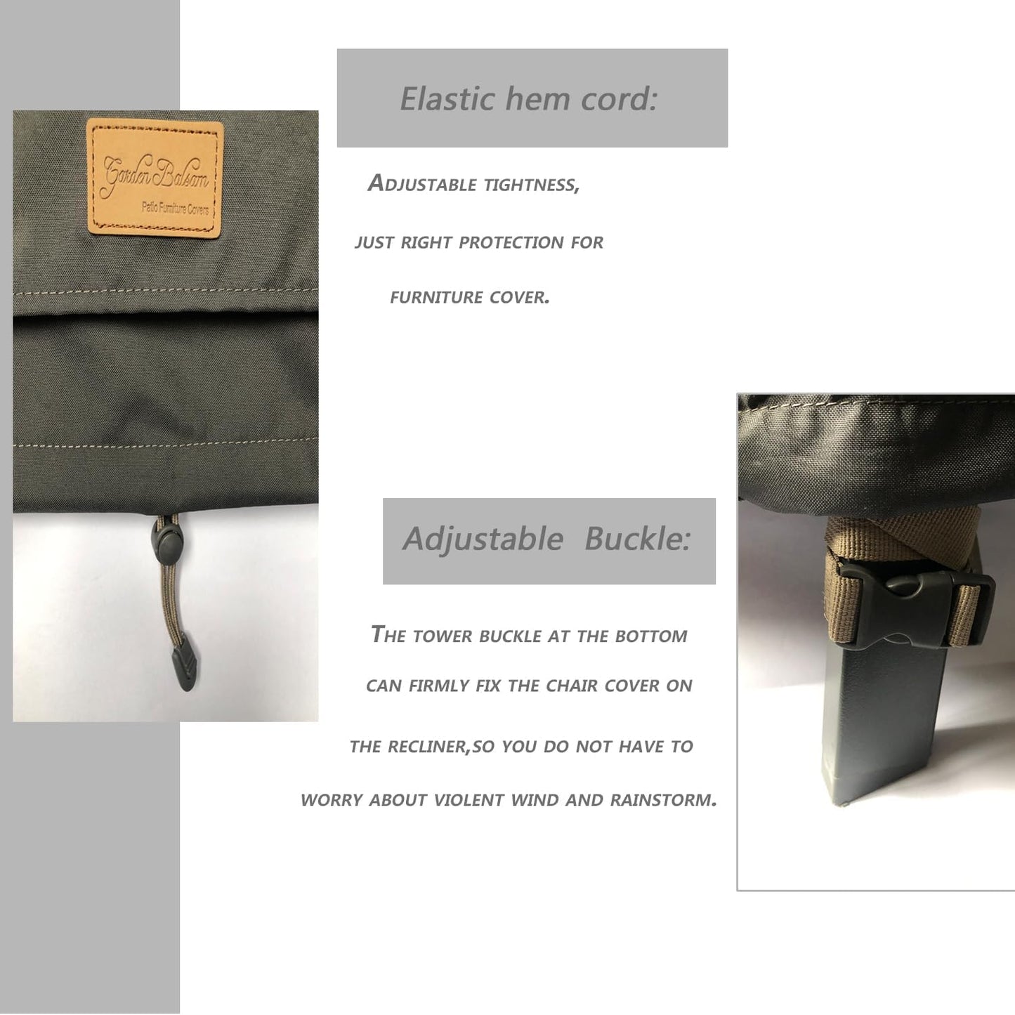 Funda impermeable tumbona patio 68pulg color gris oscuro set 2