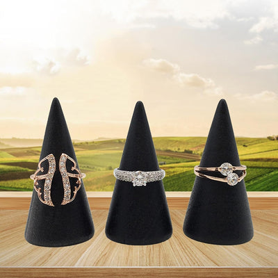 Soporte anillos madera cono 5uds para exhibición