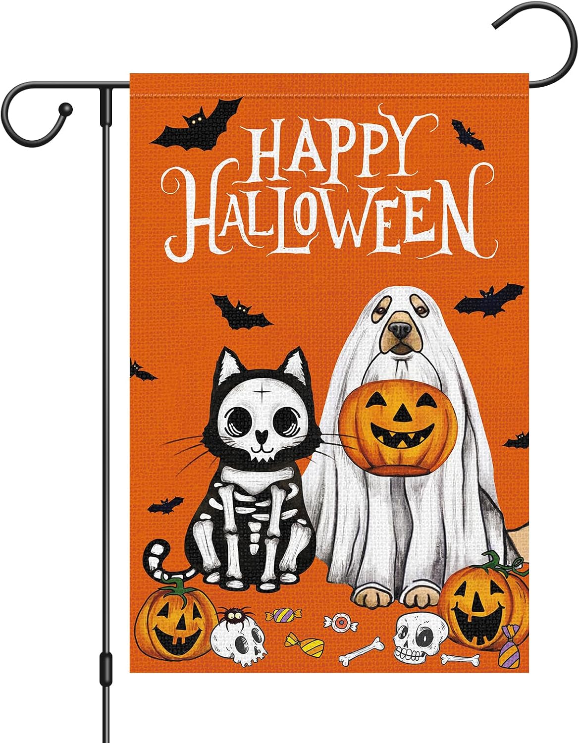 Bandera jardín perro fantasma Halloween 12x18pulg arpillera