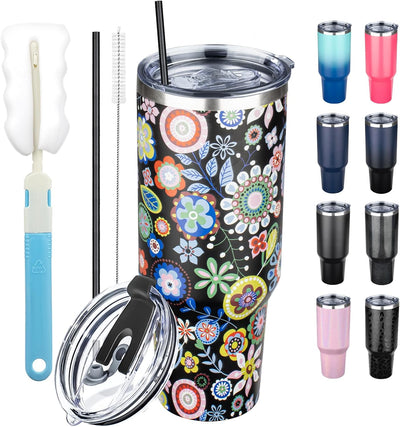 Vaso acero inox 40oz térmico con tapas y pajitas