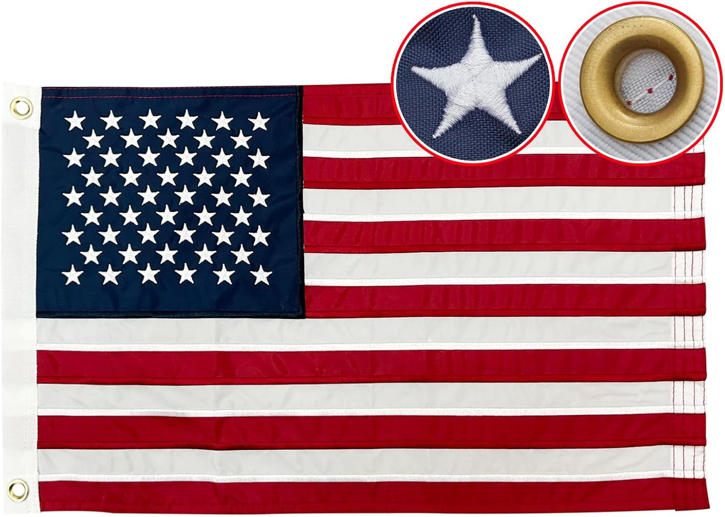 Bandera EE.UU. 20x30pulg para barco con ojales latón