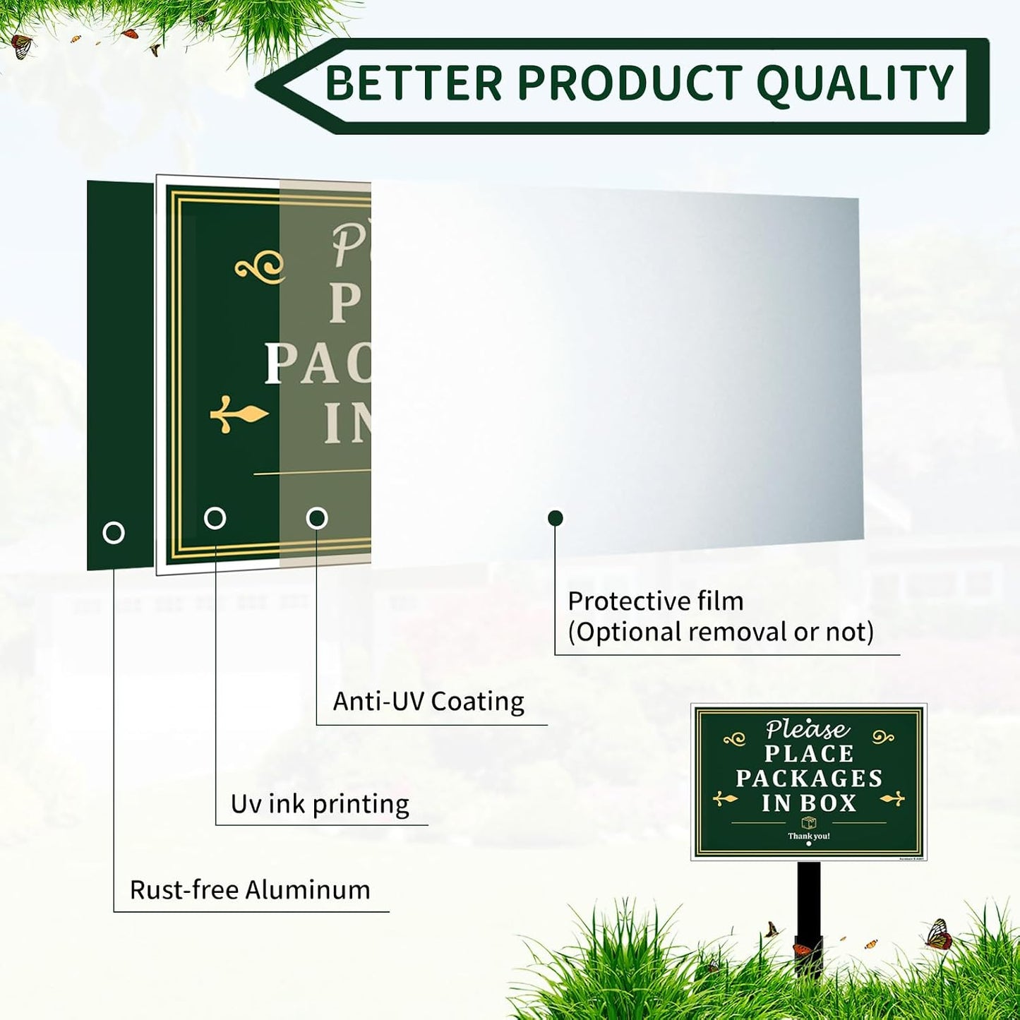 Letrero pack aluminio 12x8" ajustable patio