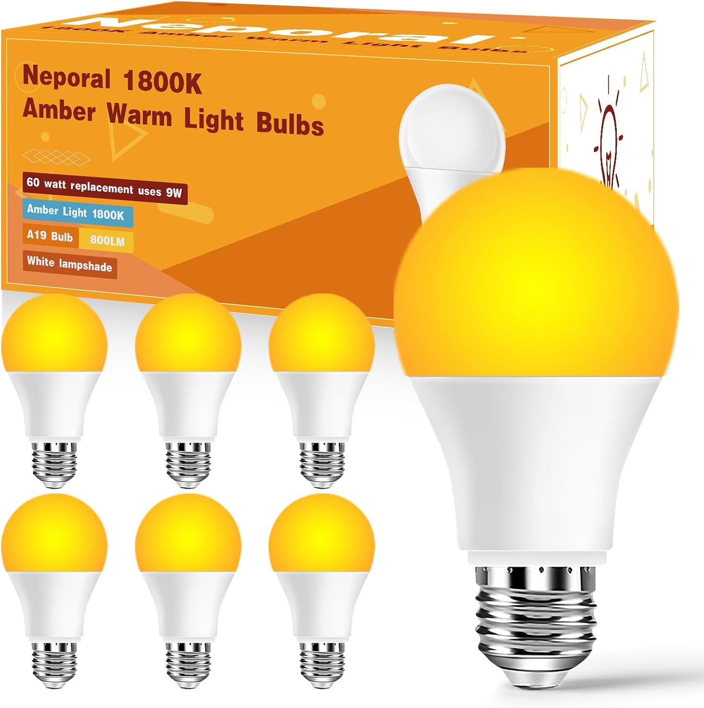 Bombilla luz ámbar 9W 1800K para dormir sin luz azul