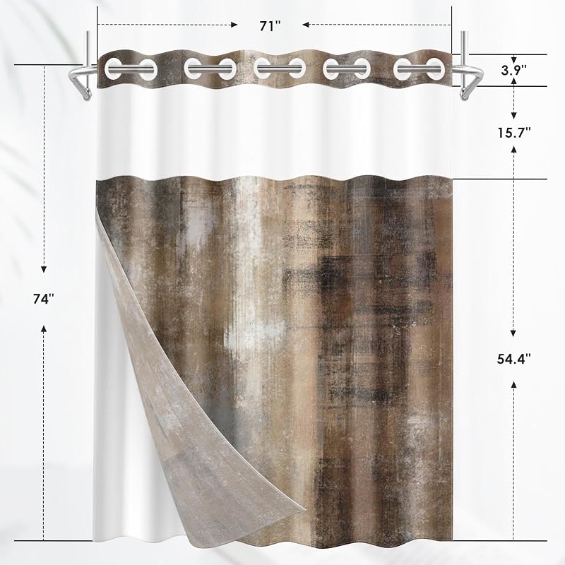 Cortina ducha sin gancho tela impermeable 71x74pulg