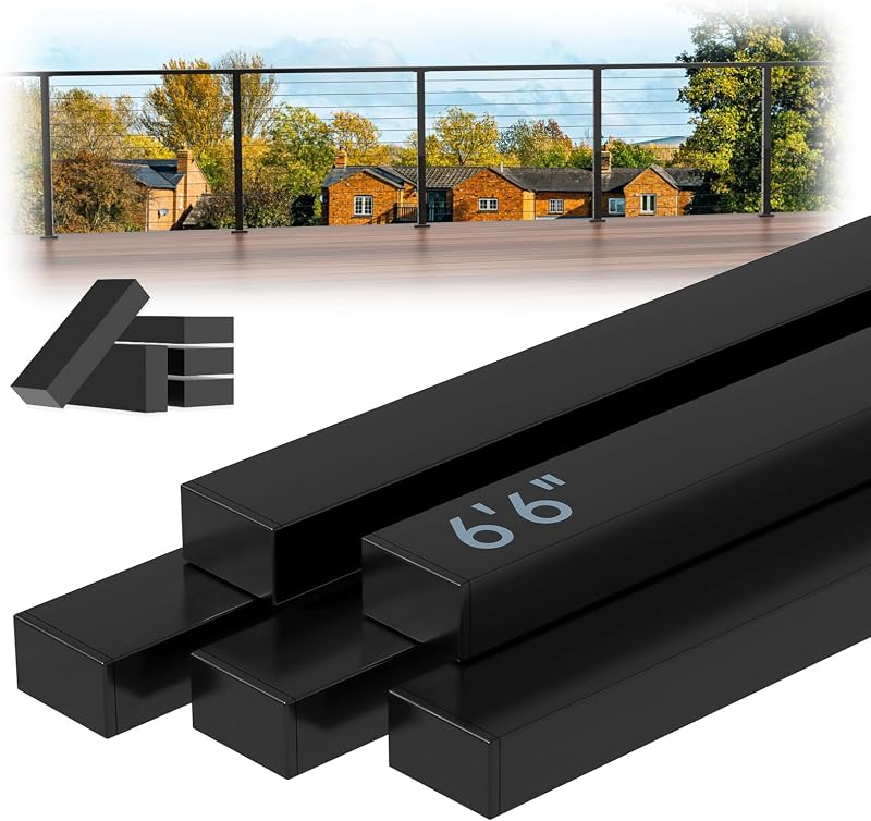 Pasamanos acero inox T304 negro 6'6" con conectores planos