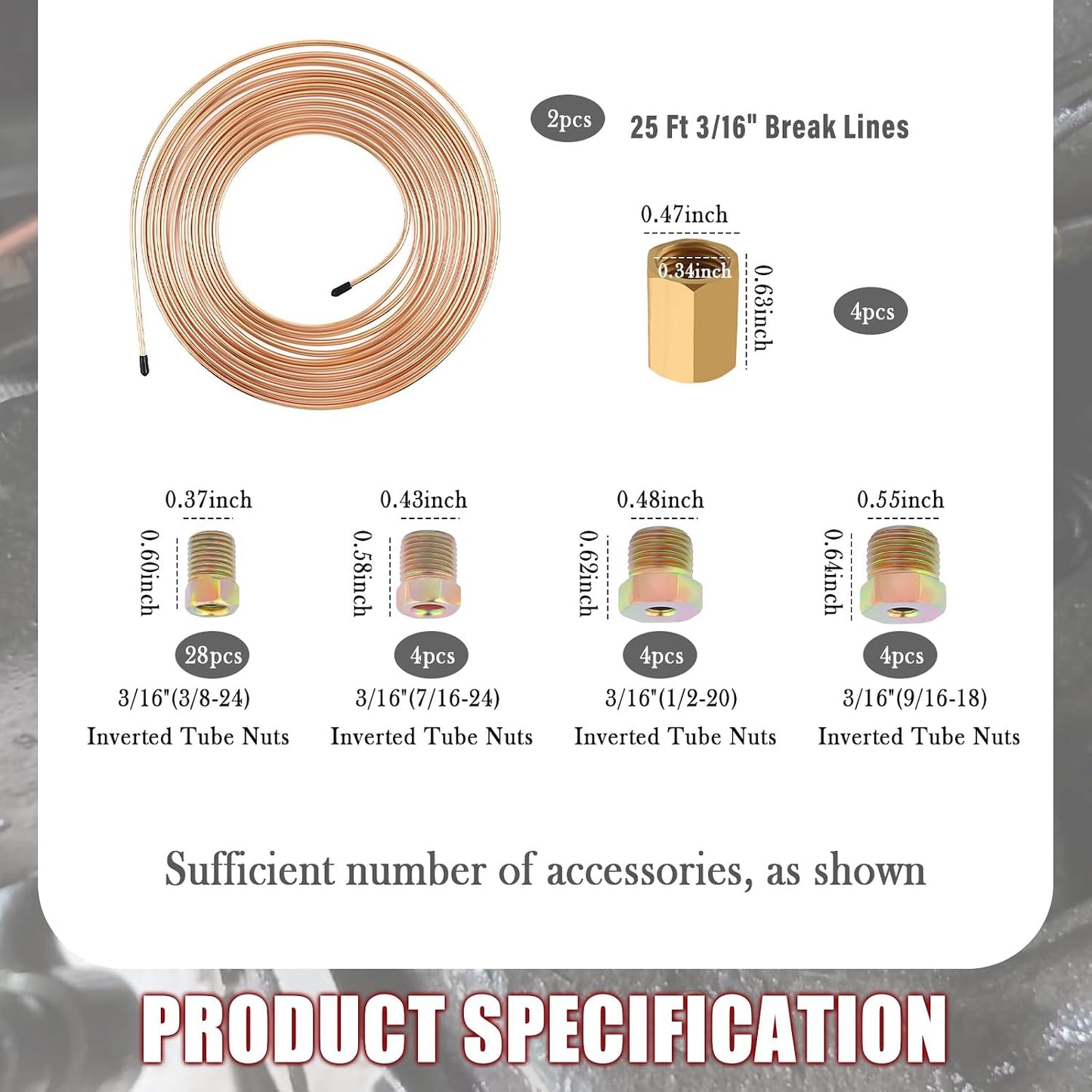 2 Set Kit Líneas Freno 3/16" Cobre Flex Con Accesorios