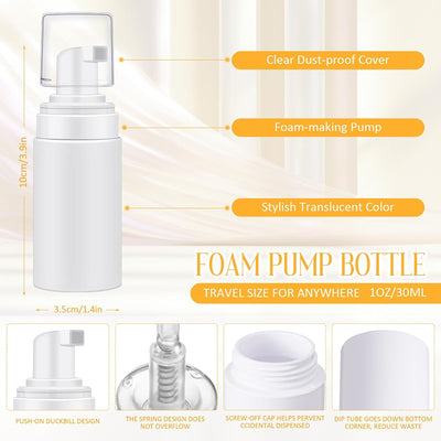 Dispensador espuma 1oz plástico viaje recargable blanco