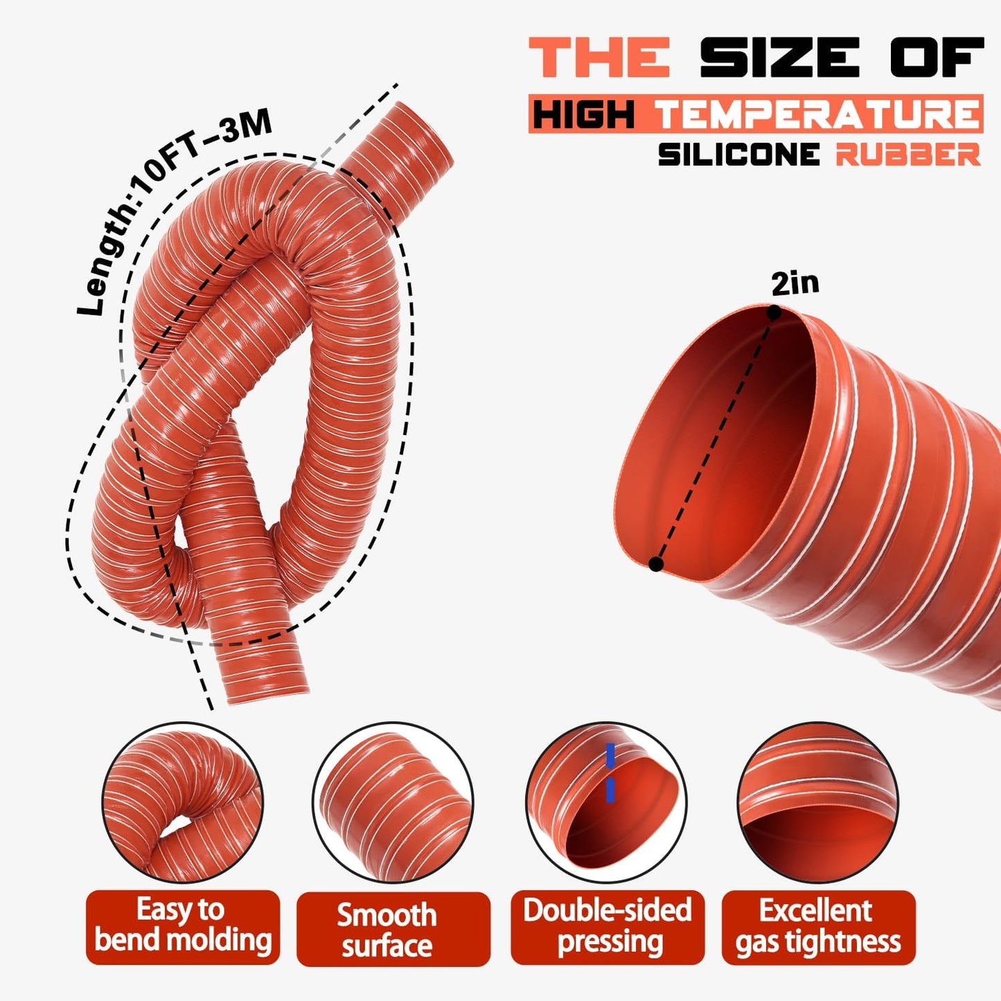 Manguera vacío doble capa silicona 2pulg 3m frenos
