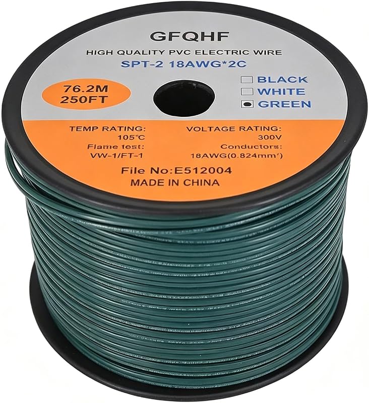 Cable extensión eléctrico SPT-2 verde 250pies 18/2 UL