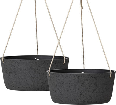 2 Pzas Macetas Colgantes 12" Exteriores Negro Carbón