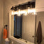 Luminaria baño 3 luces negro aplique industrial vidrio