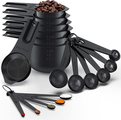 Set 21 Tazas y Cucharas Acero Inox Apilables para Cocina
