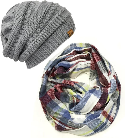 Set bufanda infinita tartán con gorro