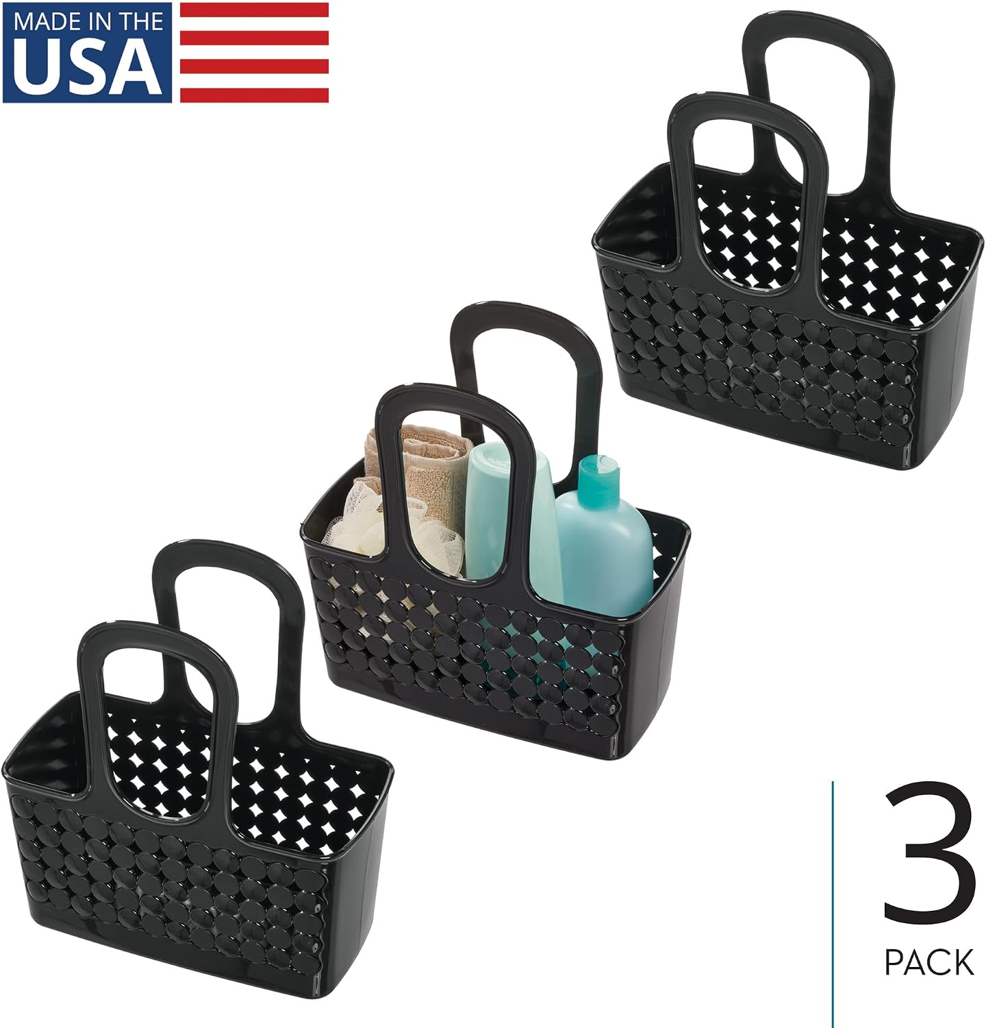 Bolsa ducha portátil set 3 color negro fabricado EE.UU.