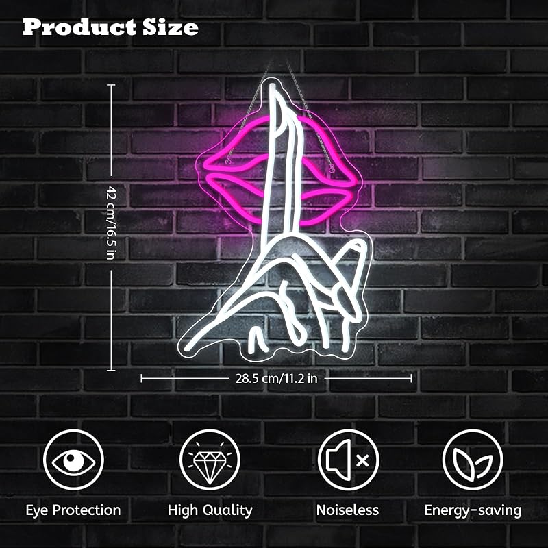 Señal neón labios LED USB para dormitorio bar café