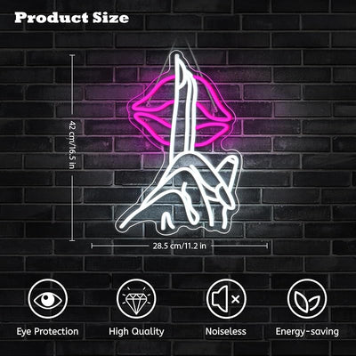 Señal neón labios LED USB para dormitorio bar café