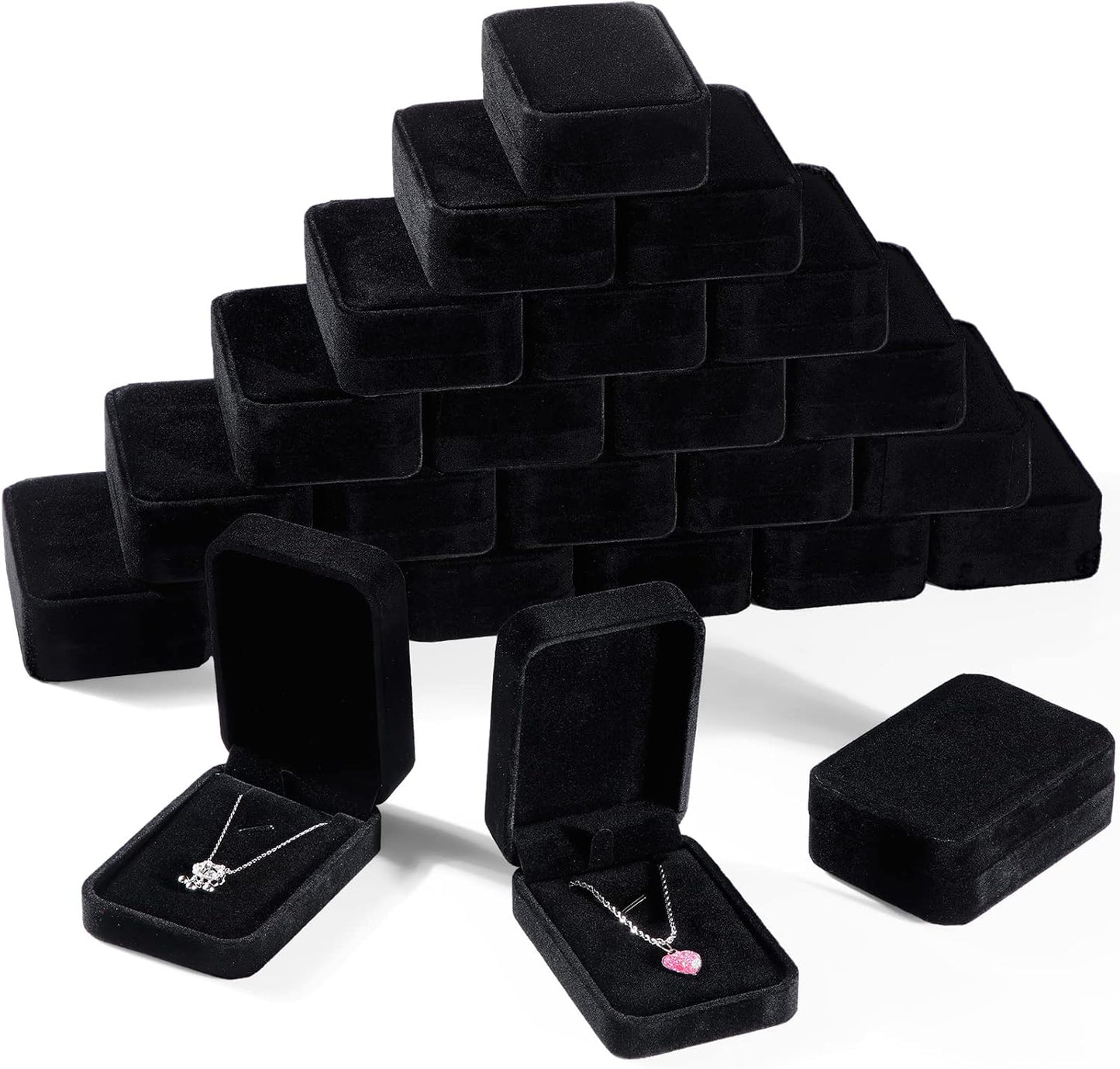 Caja terciopelo para joyas 24 pzas anillos aretes