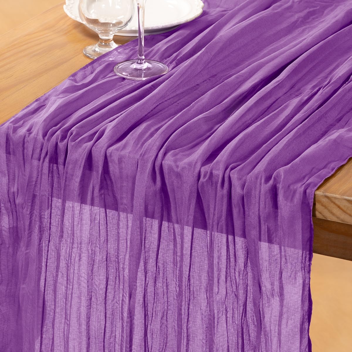 Camino mesa estopilla morado oscuro gasa bohemia 120pulg