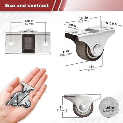 Ruedas goma para cajones fijos 1pulg set4 carga130lb