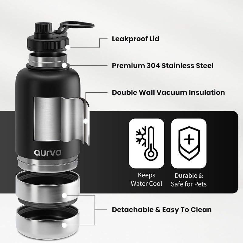 Botella agua perro 32oz acero inox aislado viaje senderismo
