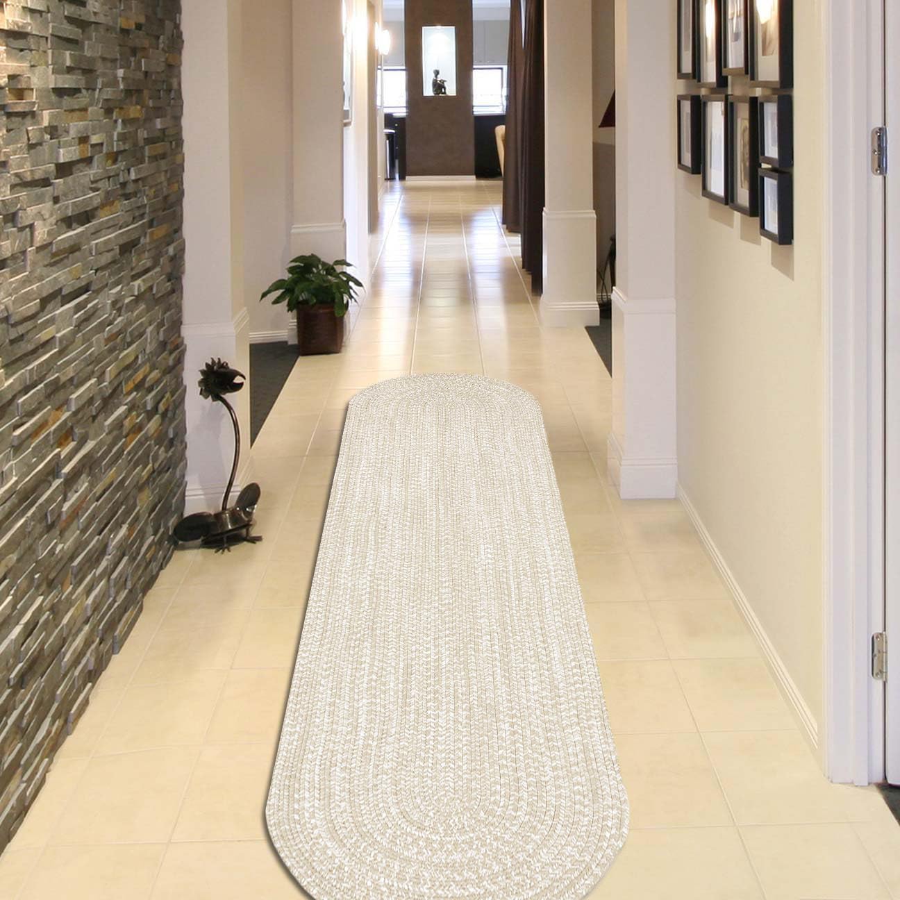 Alfombra pasillo doble tono trenzada interior exterior