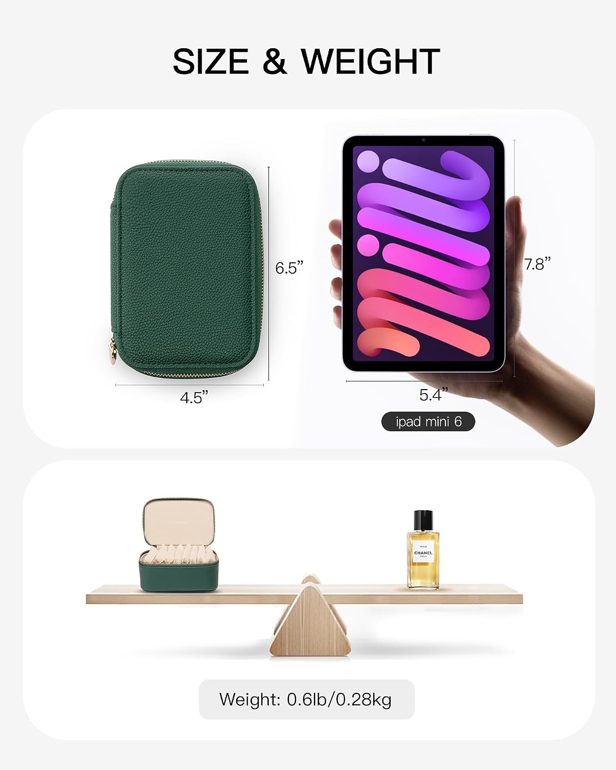 Estuche joyas viaje con bolsas terciopelo 8 pzas para mujer