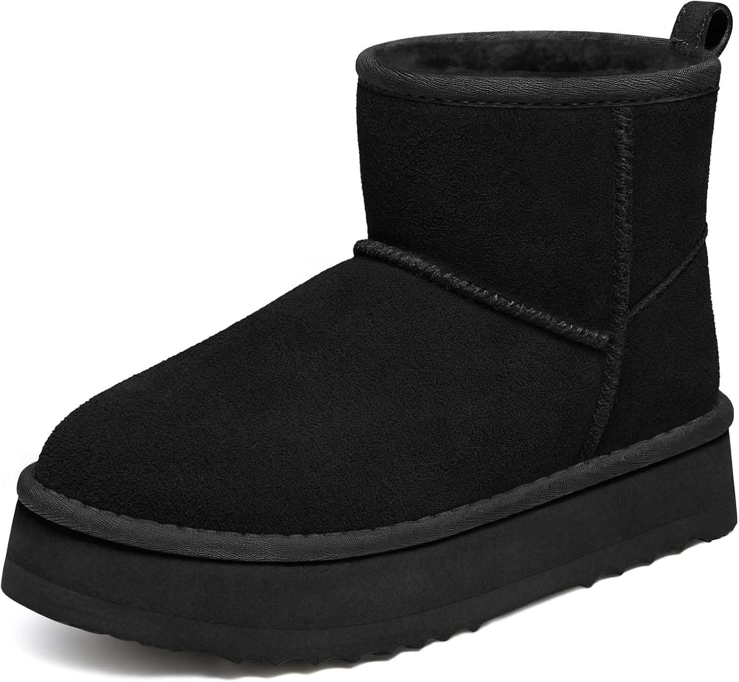 Mini botas gamuza piel auténtica forro piel mujer invierno