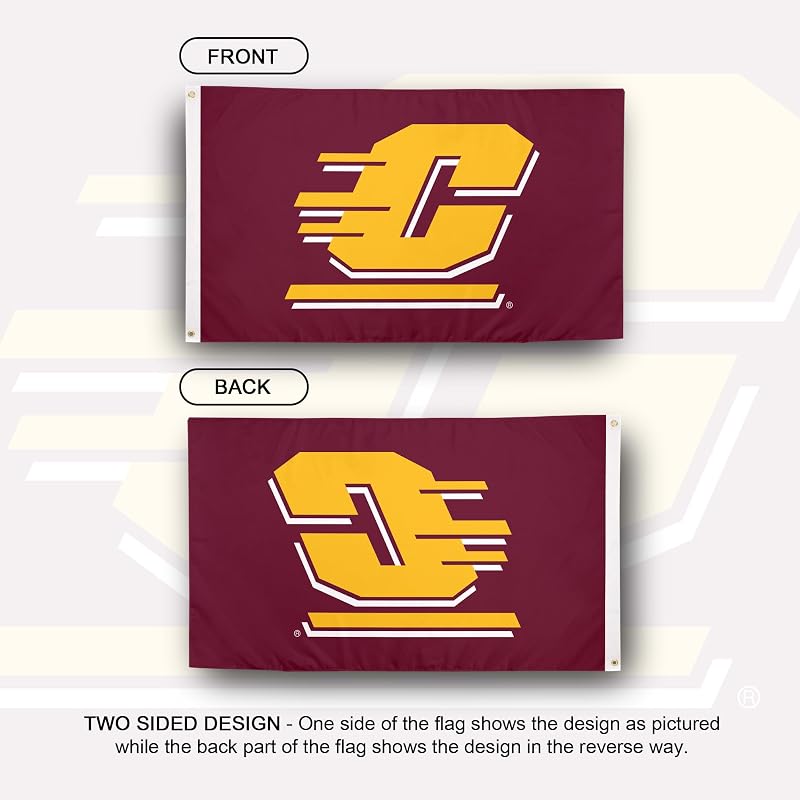 Bandera CMU Chippewas 3x5ft tela poliéster duradera