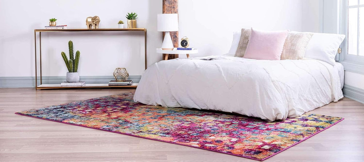 Alfombra rectangular 4x6ft moderna abstracta multi/azul