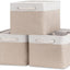 3 Pzas Cestas Tela Asas 15x11" Plegables Blanco Beige