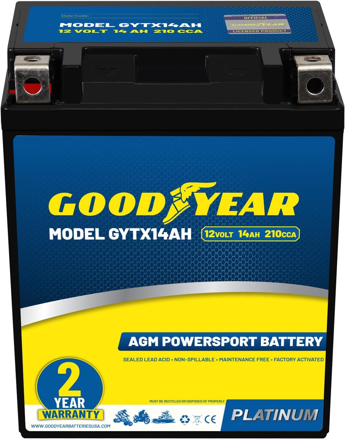 Batería AGM 12V 14AH 210CCA para motocicleta ATV UTV
