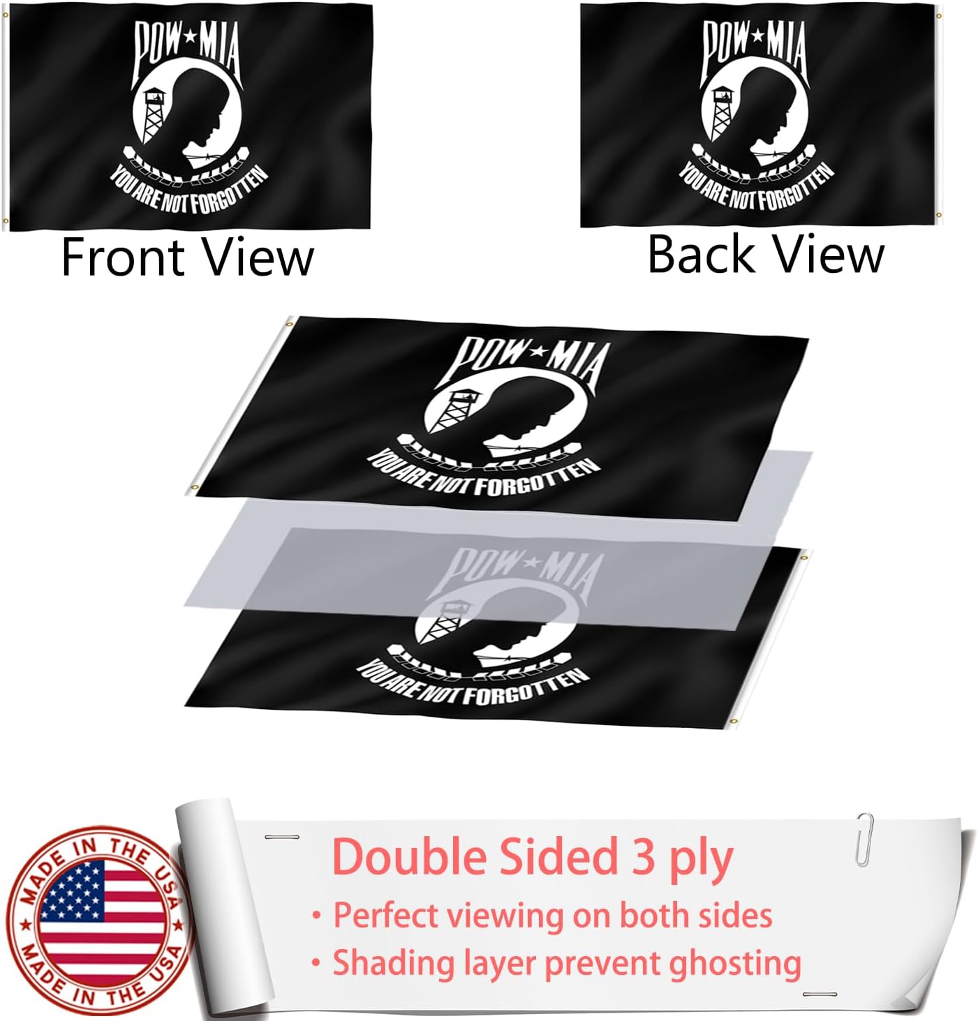 Bandera Pow 3x5 doble cara resistente color vivo