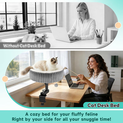 Cama escritorio gato rotación 360° soporte ajustable 80lb gris