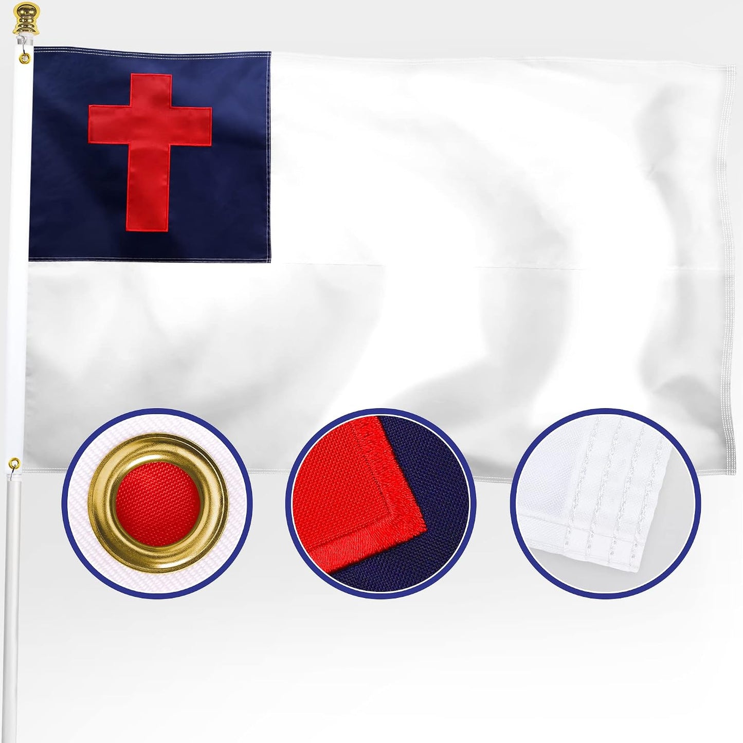 Bandera cristiana doble cara 3x5ft de nailon 210D para poste