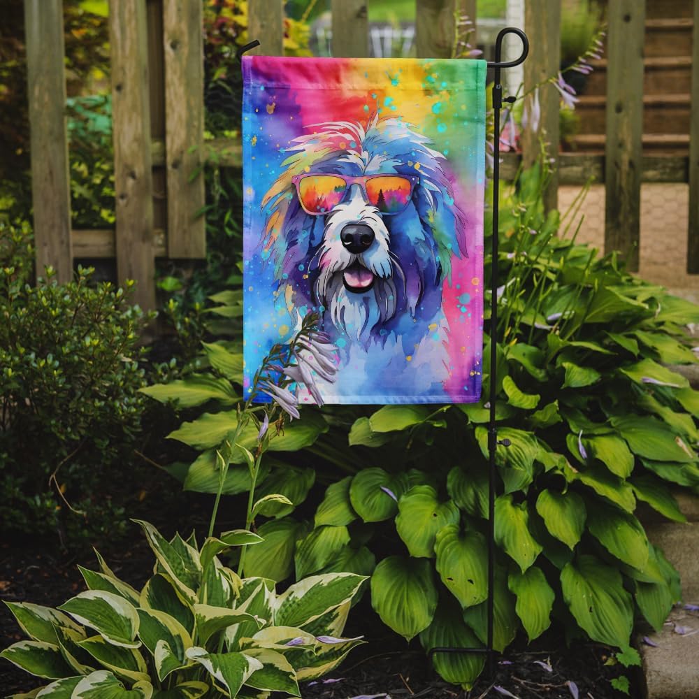 Bandera jardín perro pastor inglés hippie dawg multicolor