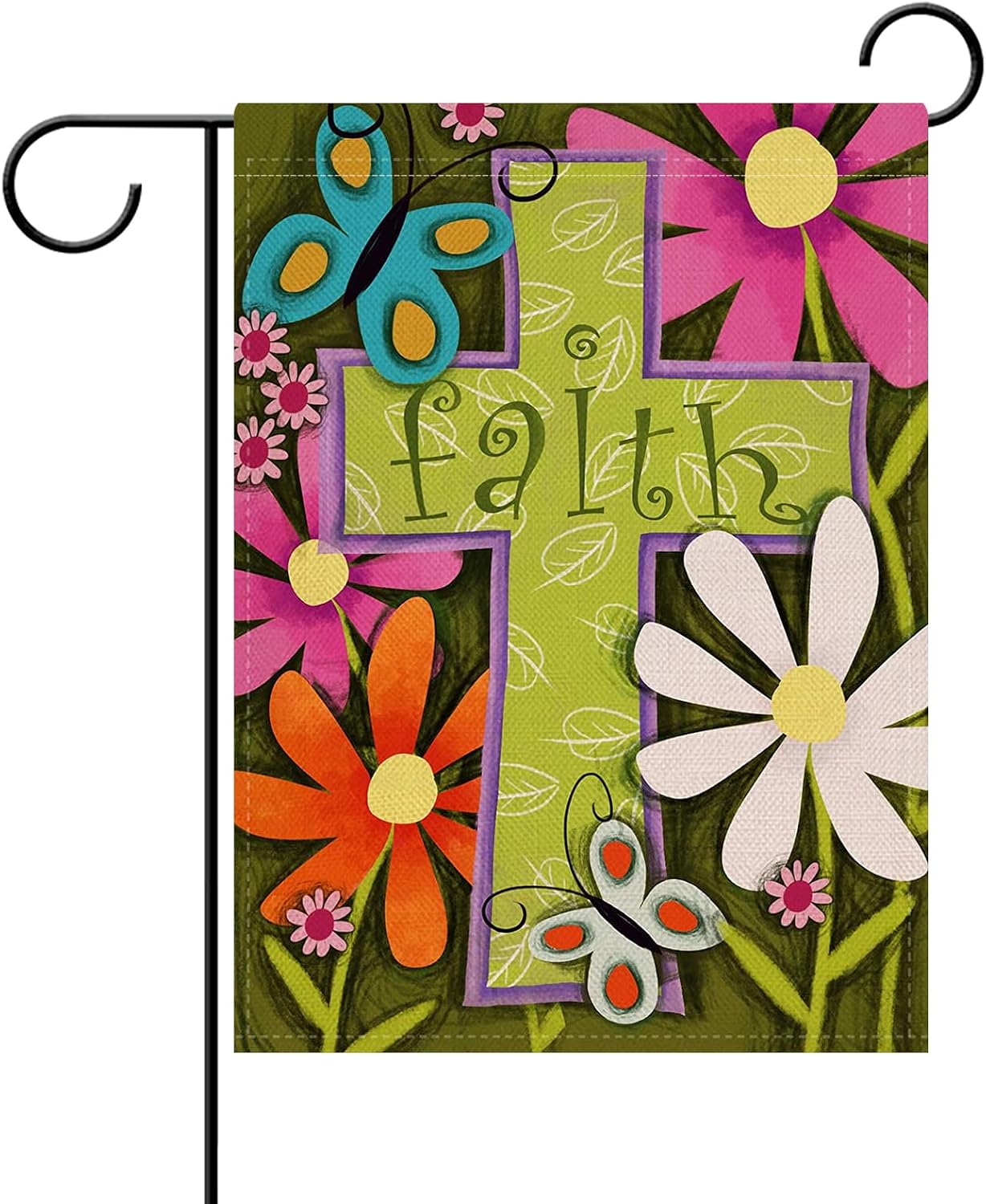 Bandera jardín cruz cristiana primavera verano decoración