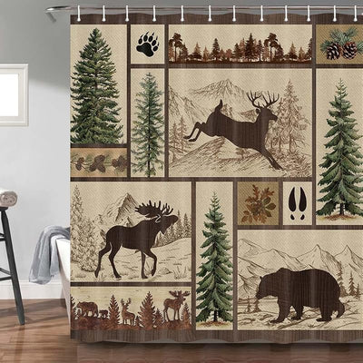 Cortina ducha rústica cabaña 69x72pulg vida silvestre