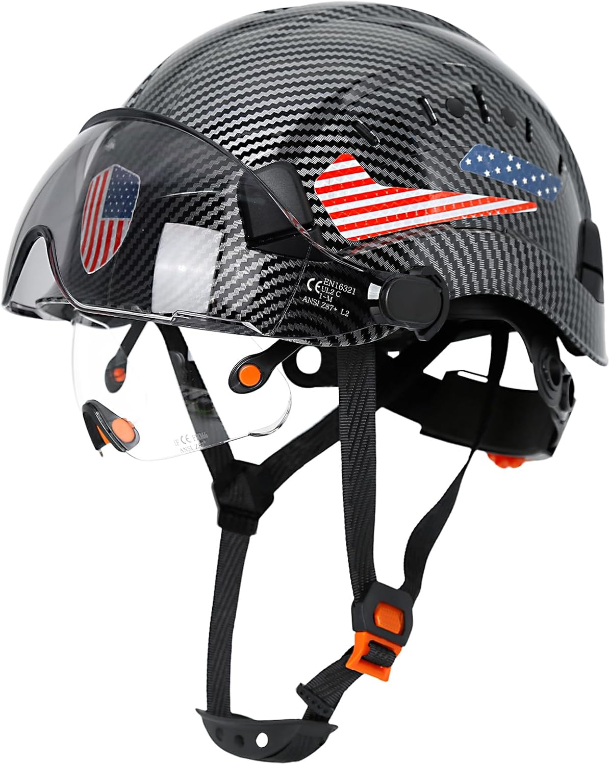 Casco construcción OSHA con visor doble y gafas sol