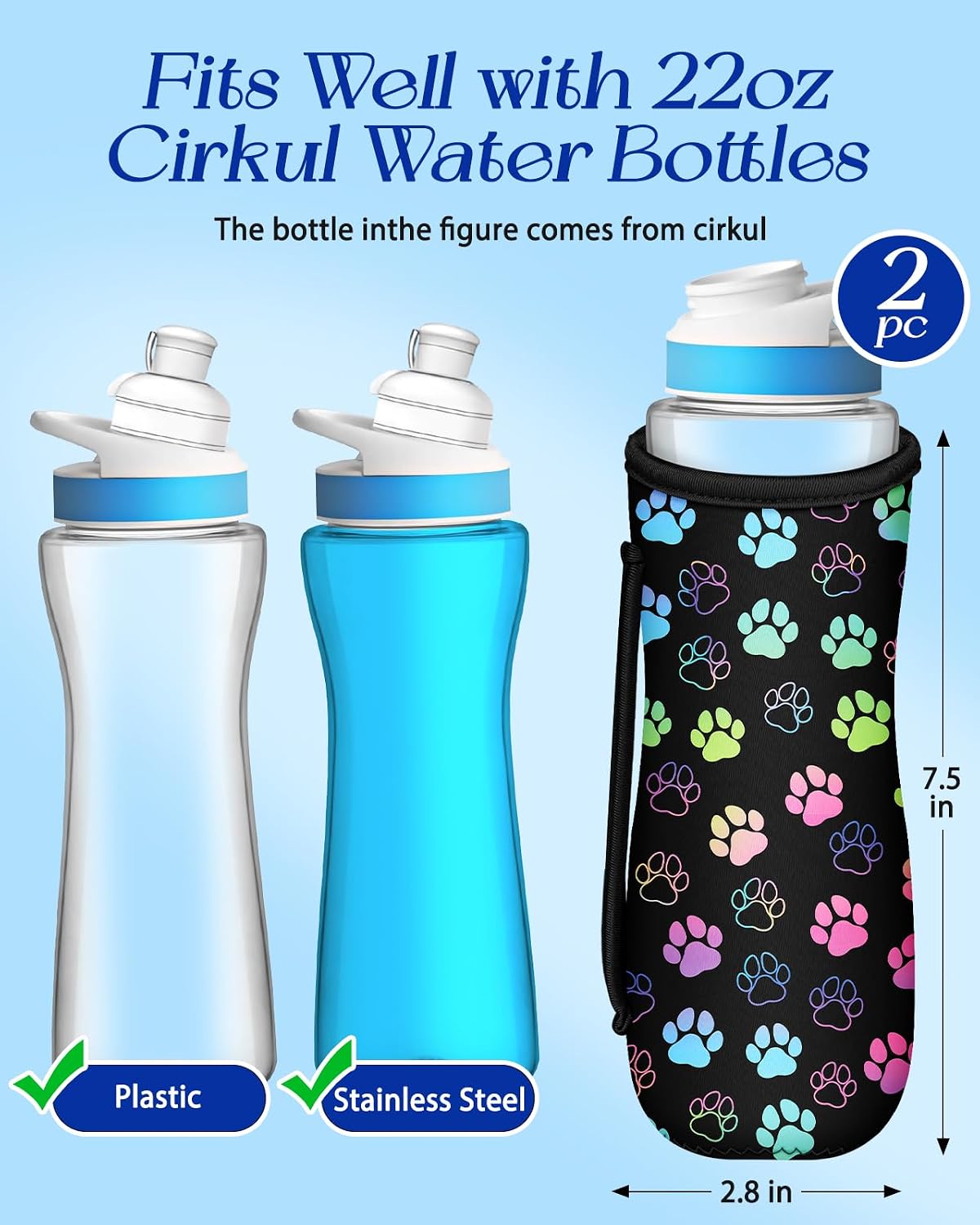Funda botella Cirkul 22oz pack 2 con asa