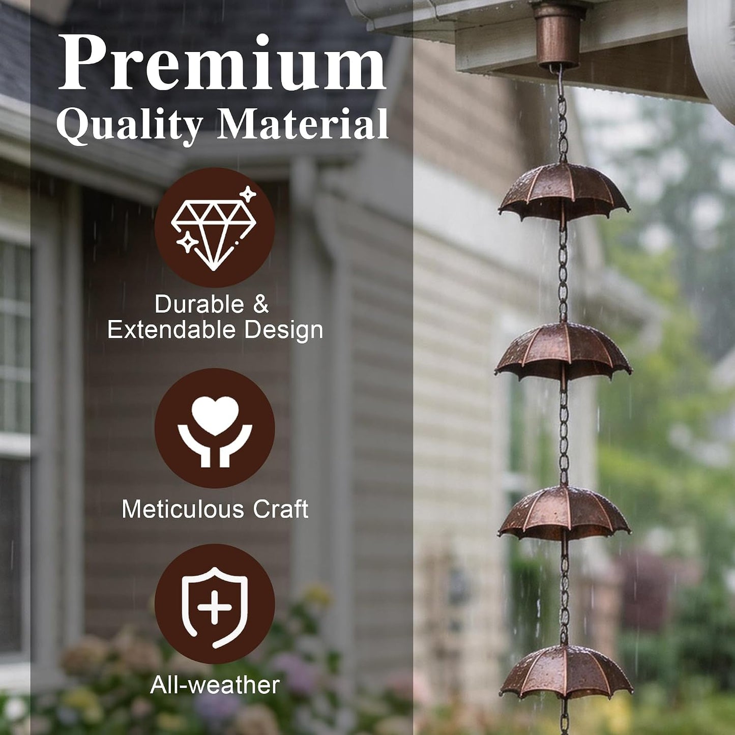 Cadena lluvia decorativa 72" para aleros jardín
