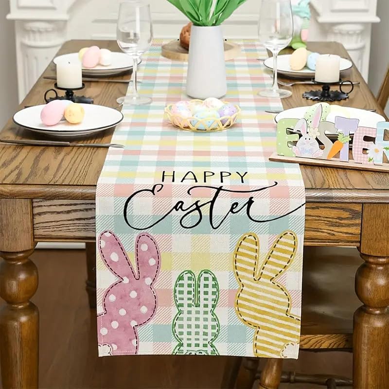 Camino Mesa Pascua Conejo a Cuadros Buffalo Decoración