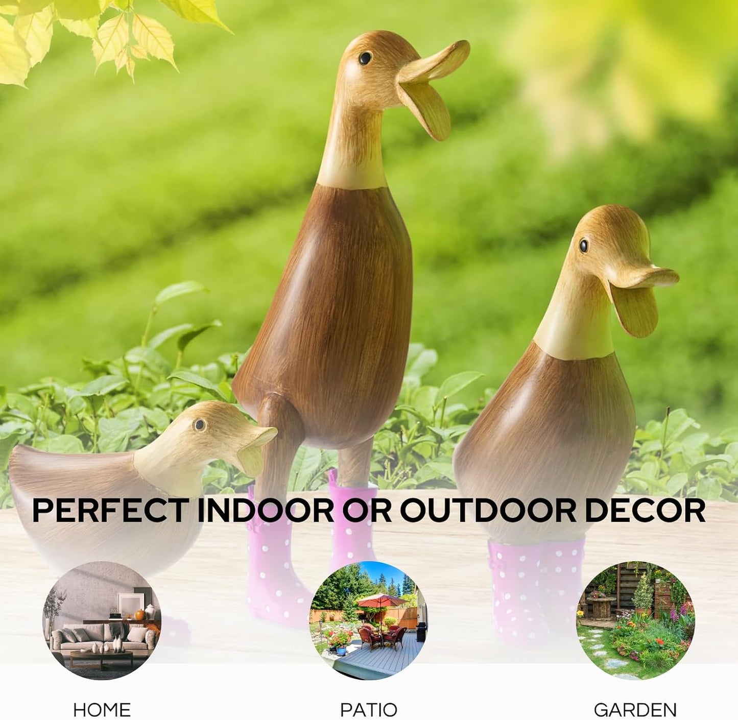 Figura pato con botas de lluvia para jardín decoración