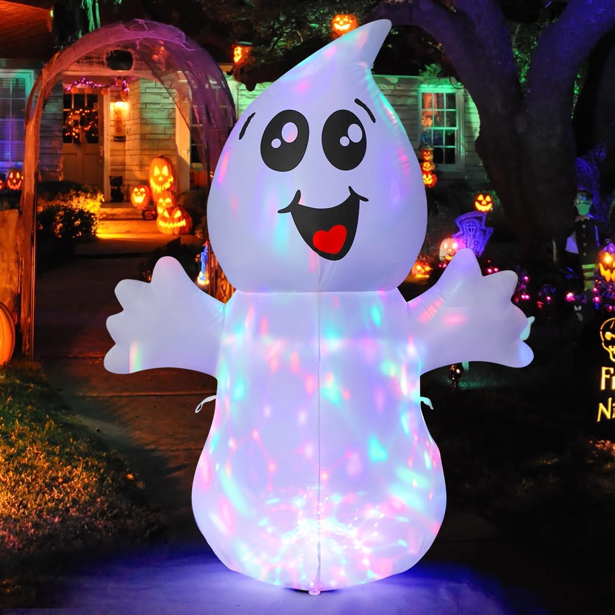 Fantasma inflable Halloween 5ft con luz LED para patio