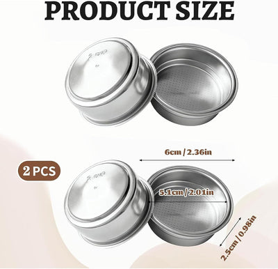 2 Cestas Portafiltros 2.008pulg Extracción Precisión Cafetera
