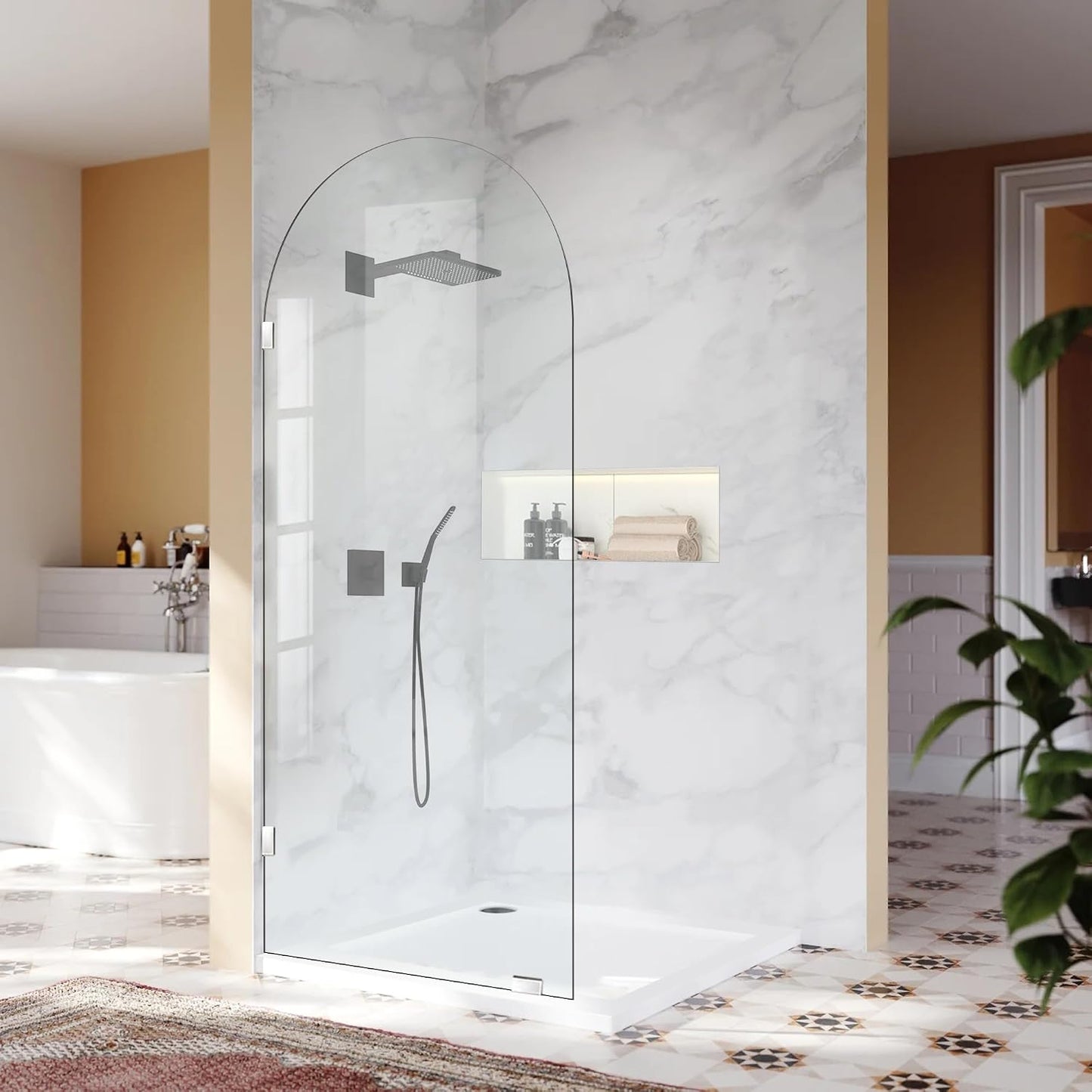 Panel ducha vidrio templado 30x78pulg fijo sin marco