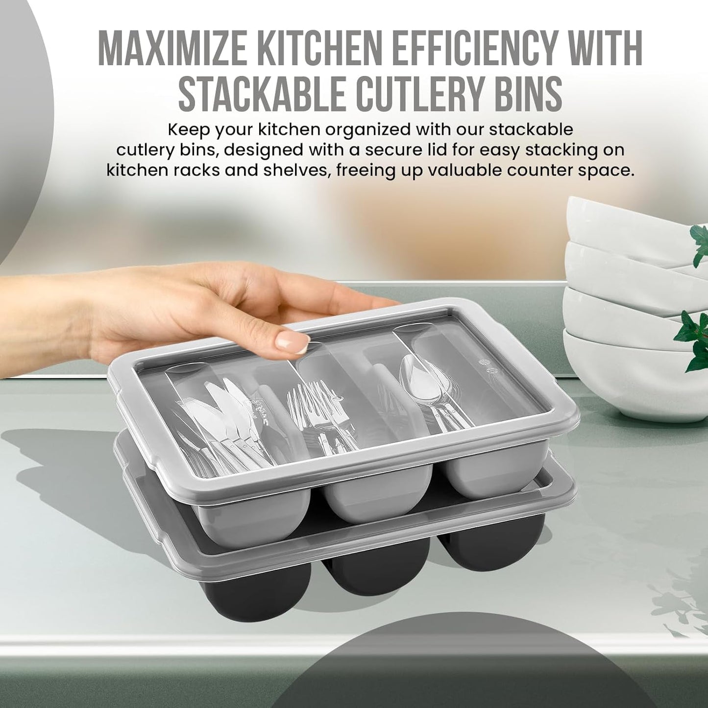 2 Cubos Cubiertos con Tapa Contenedor Plástico Negro