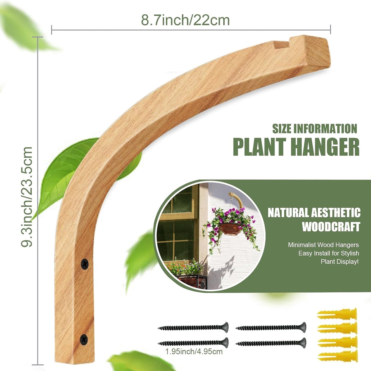 Colgador madera para plantas 2uds 8.7pulg ganchos cestas