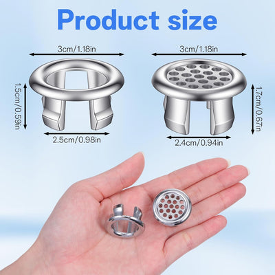 10 Anillos Desbordamiento Fregadero Plástico Plateado Universal